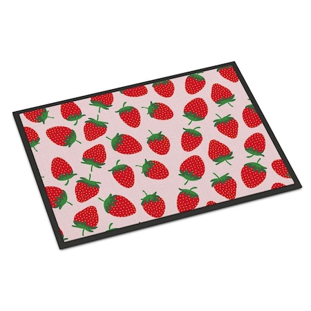 Carolines Treasures Strawberries on Pink Indoor or Outdoor Mat, 24 x 36 in. BB5146JMAT